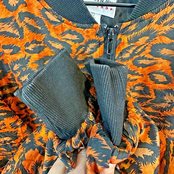 Vintage Carol Horn Workshop 100% Silk Animal Print Bomber Jacket Womens Large - Picture 3 of 5